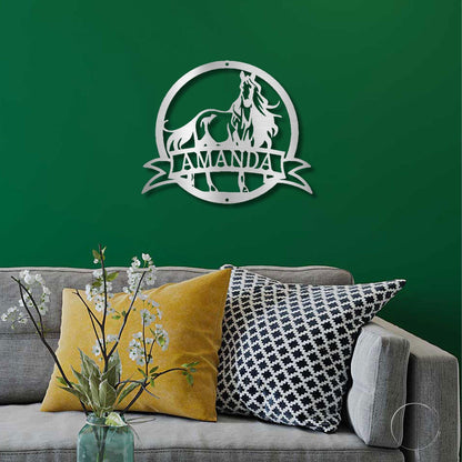 Horse Personalized Name Metal Art Wall Sign - Mallard Moon Gift Shop