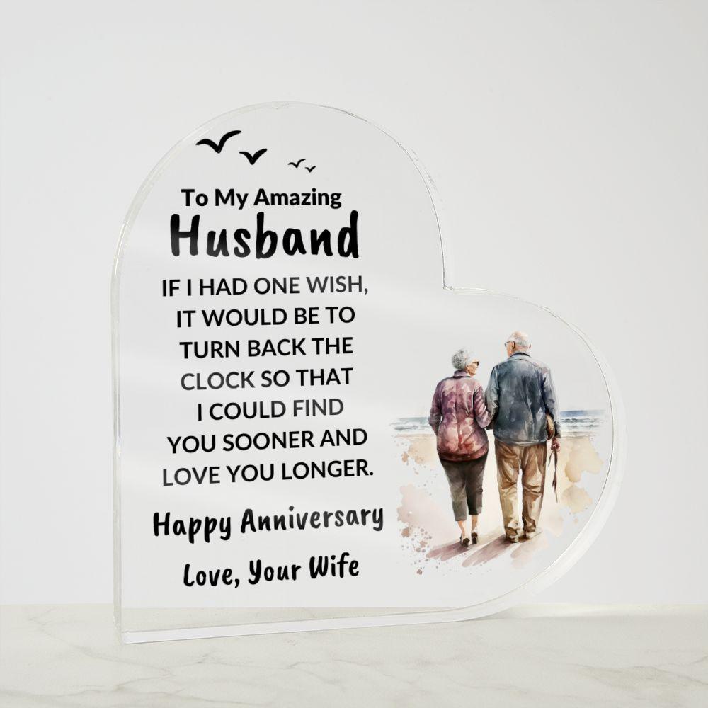 Husband Anniversary Gift Wish I Can Turn Back Time Acrylic Plaque - Mallard Moon Gift Shop