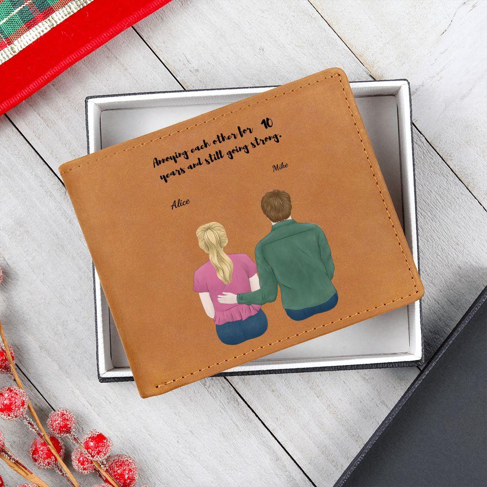 Husband Anniversary Personalized Graphic Leather Wallet - Mallard Moon Gift Shop