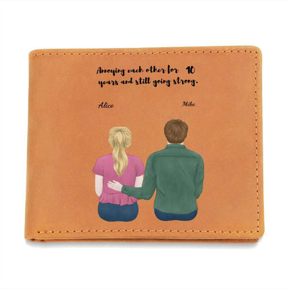 Husband Anniversary Personalized Graphic Leather Wallet - Mallard Moon Gift Shop