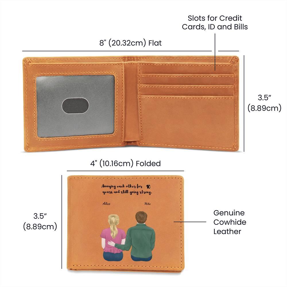 Husband Anniversary Personalized Graphic Leather Wallet - Mallard Moon Gift Shop