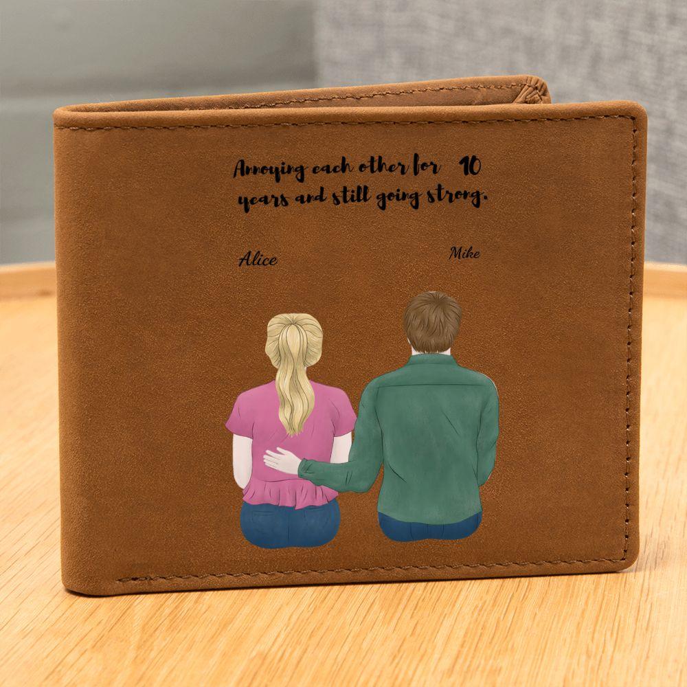 Husband Anniversary Personalized Graphic Leather Wallet - Mallard Moon Gift Shop