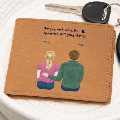 Husband Anniversary Personalized Graphic Leather Wallet - Mallard Moon Gift Shop