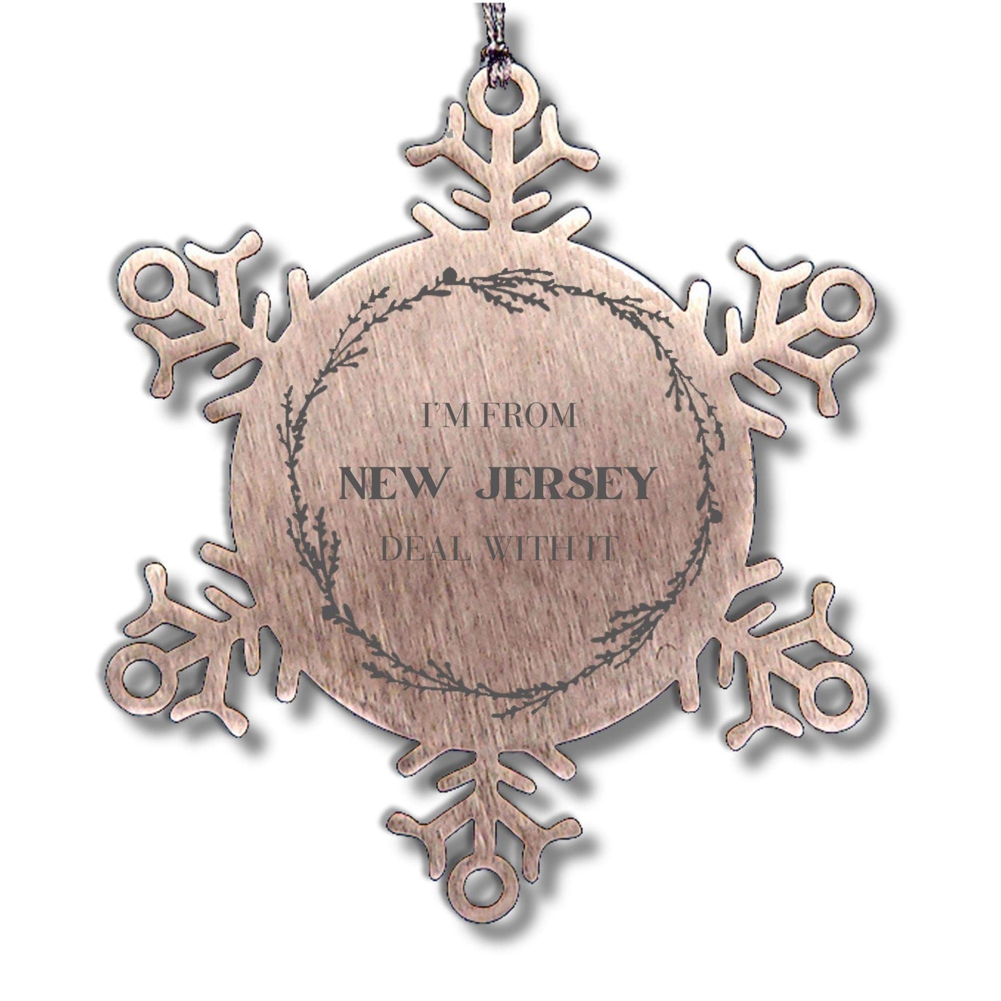 I'm from New Jersey, Deal with it, Proud New Jersey State Ornament Gifts, New Jersey Snowflake Ornament Gift Idea, Christmas Gifts for New Jersey People, Coworkers, Colleague - Mallard Moon Gift Shop