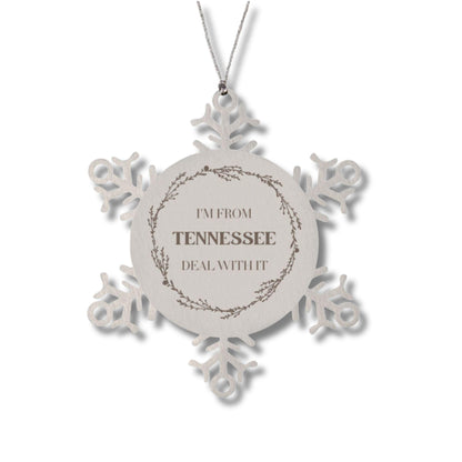 I'm from Tennessee, Deal with it, Proud Tennessee State Ornament Gifts, Tennessee Snowflake Ornament Gift Idea, Christmas Gifts for Tennessee People, Coworkers, Colleague - Mallard Moon Gift Shop