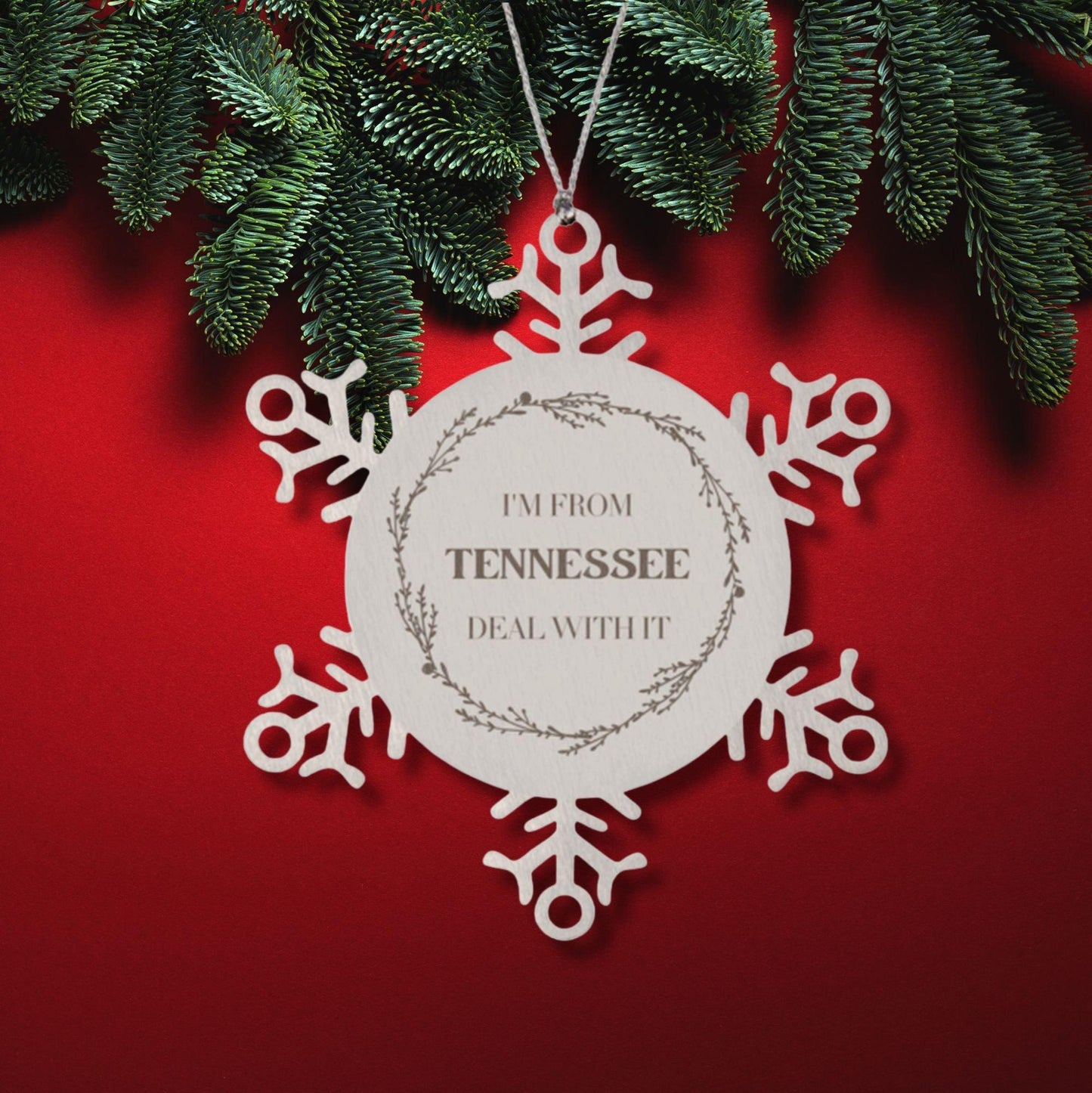 I'm from Tennessee, Deal with it, Proud Tennessee State Ornament Gifts, Tennessee Snowflake Ornament Gift Idea, Christmas Gifts for Tennessee People, Coworkers, Colleague - Mallard Moon Gift Shop