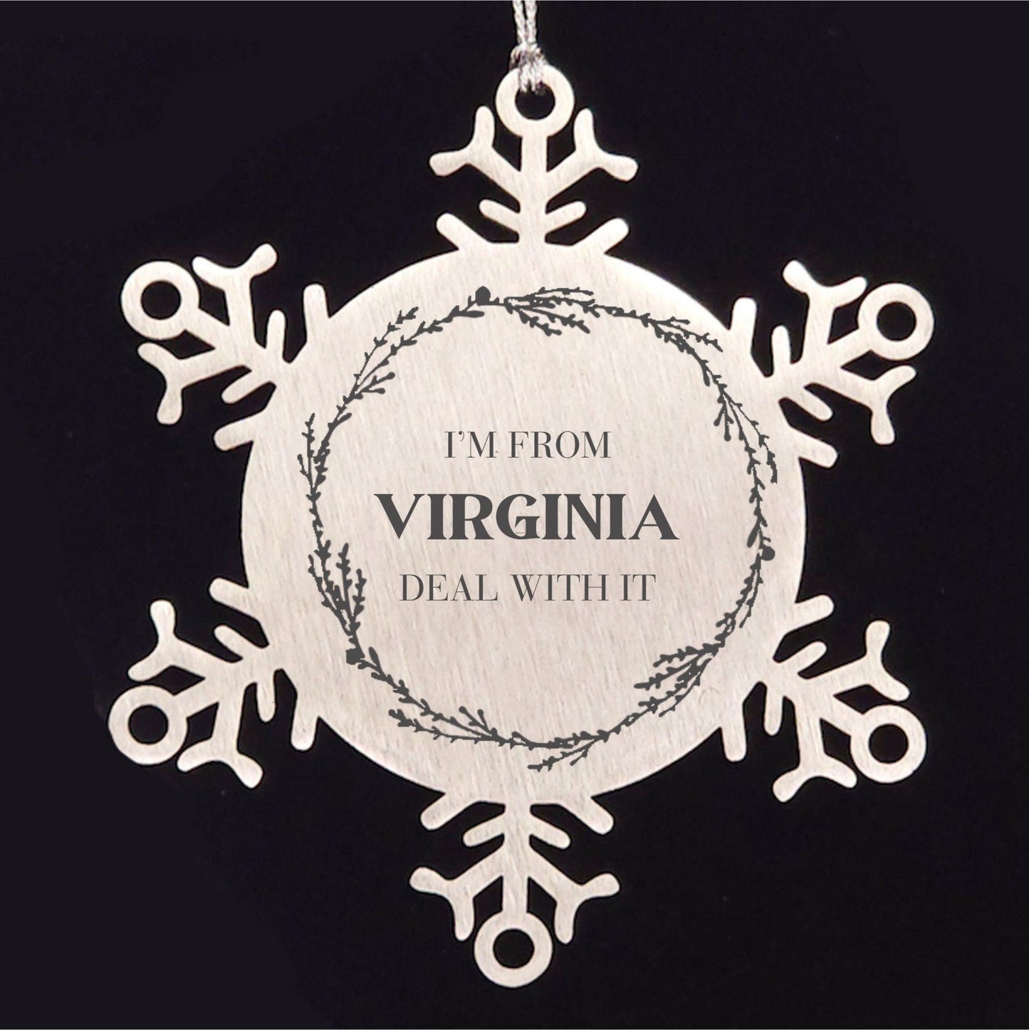 I'm from Virginia, Deal with it, Proud Virginia State Ornament Gifts, Virginia Snowflake Ornament Gift Idea, Christmas Gifts for Virginia People, Coworkers, Colleague - Mallard Moon Gift Shop