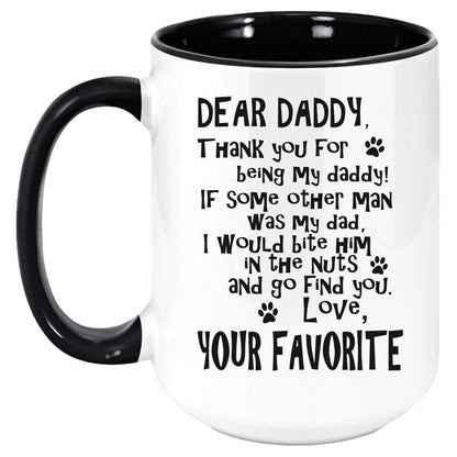 Funny Dog Daddy Two Tone Coffee Mug, White with Colored Inside and Handle