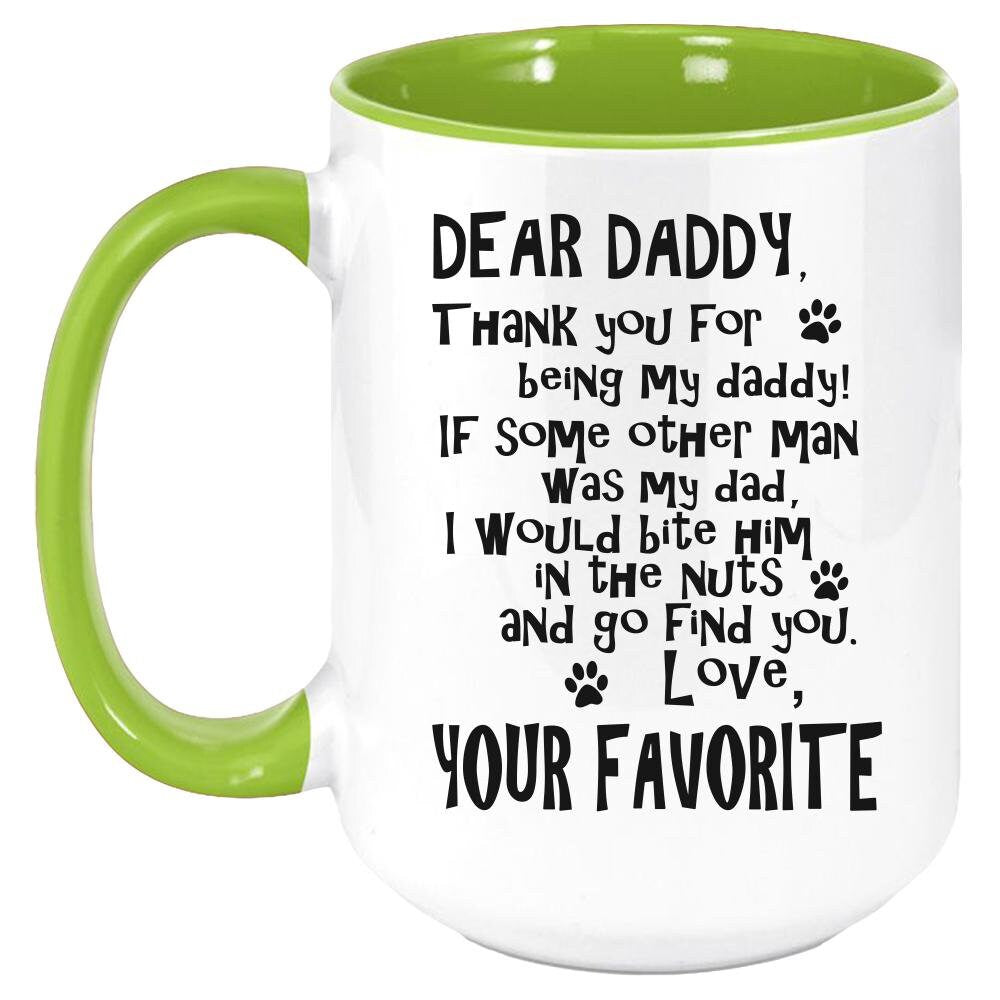 Funny Dog Daddy Two Tone Coffee Mug, White with Colored Inside and Handle