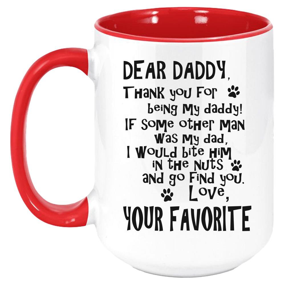 Funny Dog Daddy Two Tone Coffee Mug, White with Colored Inside and Handle