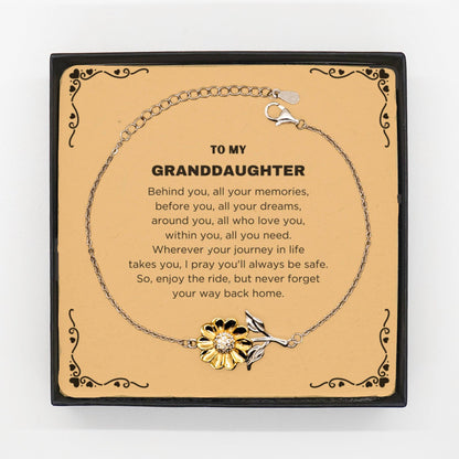 Inspirational Granddaughter Sunflower Bracelet - Behind you, all your Memories, Before you, all your Dreams - Birthday, Christmas Holiday Gifts - Mallard Moon Gift Shop