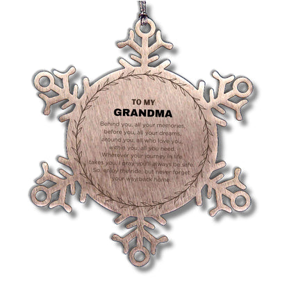 Inspirational Grandma Snowflake Ornament - Behind you, all your Memories, Before you, all your Dreams - Birthday, Christmas Holiday Gifts - Mallard Moon Gift Shop