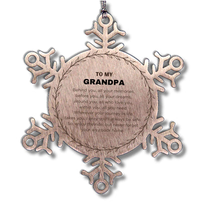 Inspirational Grandpa Snowflake Ornament - Behind you, all your Memories, Before you, all your Dreams - Birthday, Christmas Holiday Gifts - Mallard Moon Gift Shop