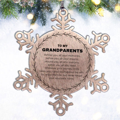 Inspirational Grandparents Snowflake Ornament - Behind you, all your Memories, Before you, all your Dreams - Birthday, Christmas Holiday Gifts - Mallard Moon Gift Shop