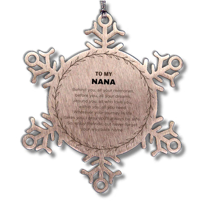 Inspirational Nana Snowflake Ornament - Behind you, all your Memories, Before you, all your Dreams - Birthday, Christmas Holiday Gifts - Mallard Moon Gift Shop