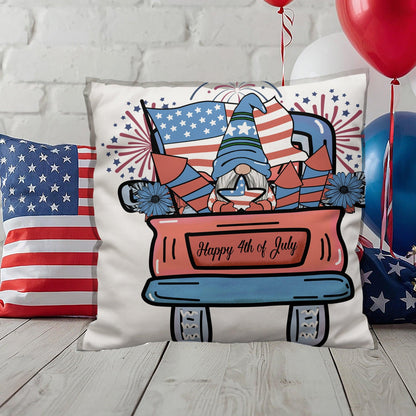 Fourth of July Gnome Parade Patriotic Indoor-Outdoor Pillow