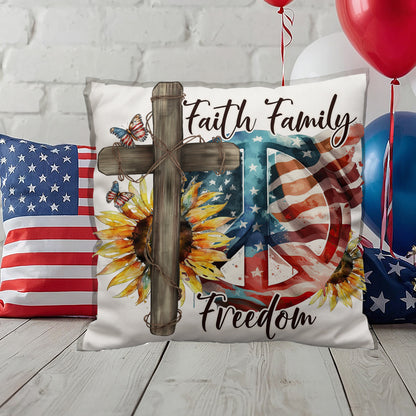 Faith Family Freedom Patriotic Indoor-Outdoor Pillow