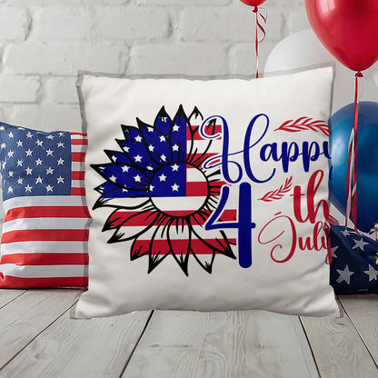 Happy 4th of July Sunflower Patriotic Indoor-Outdoor Pillow