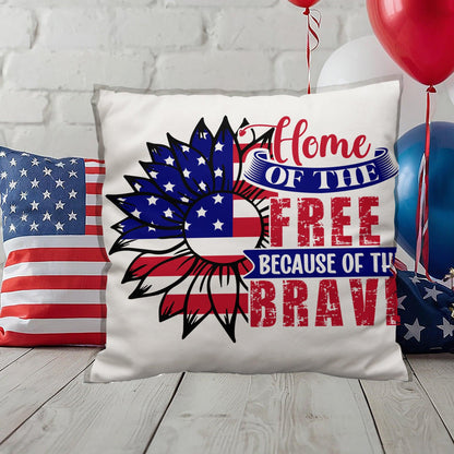 Home of the Free Because of the Brave Patriotic Indoor-Outdoor Pillow