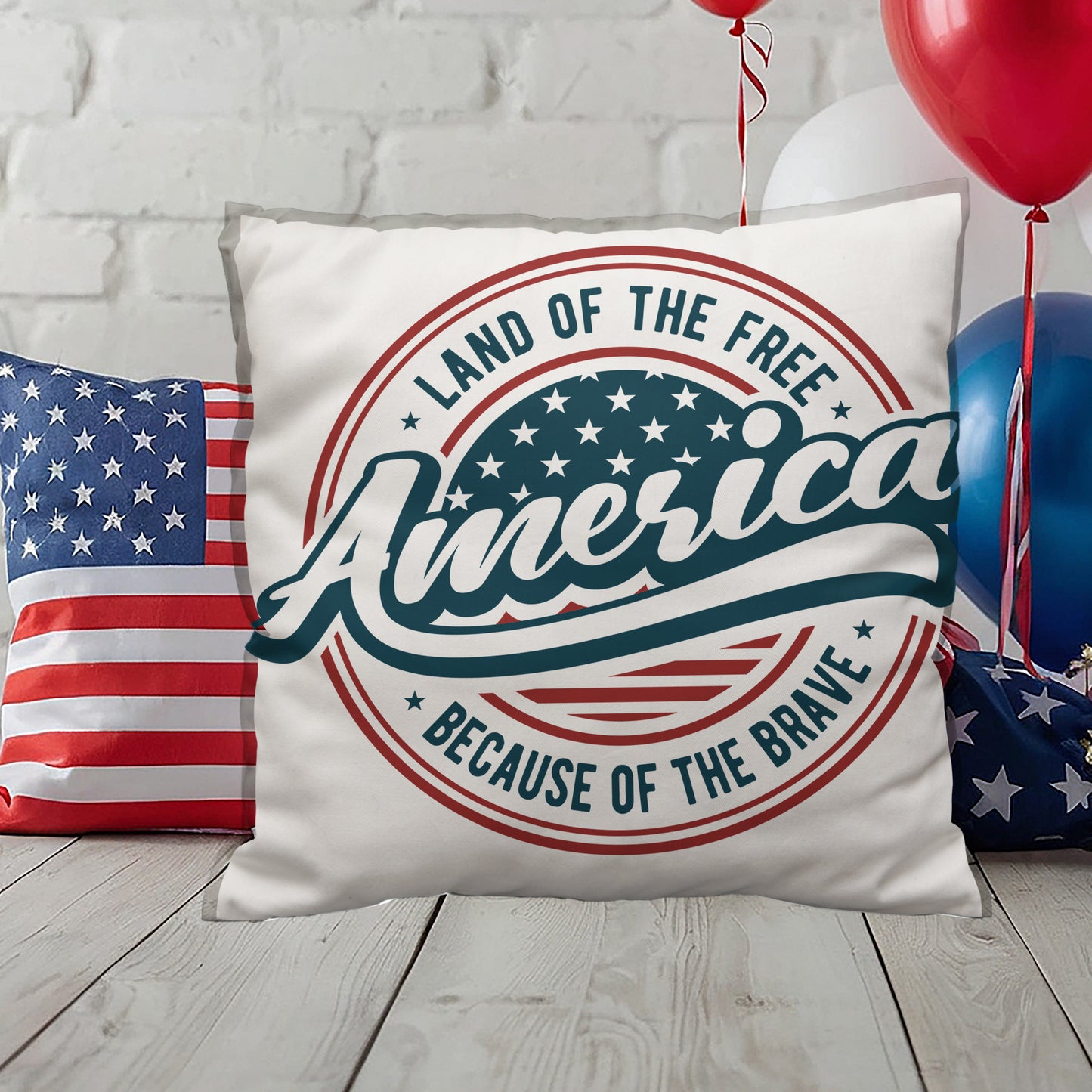 America Land of the Free Patriotic Indoor-Outdoor Pillow