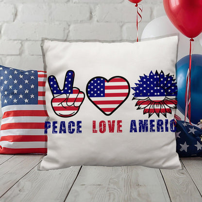 Peace Love America Patriotic Indoor-Outdoor Pillow