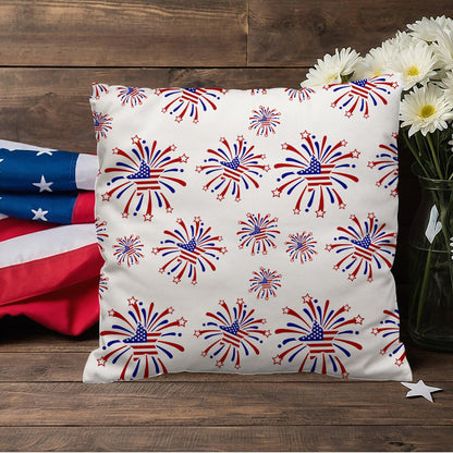 Star Red White and Blue Fireworks 4th of July Patriotic Indoor-Outdoor Pillow