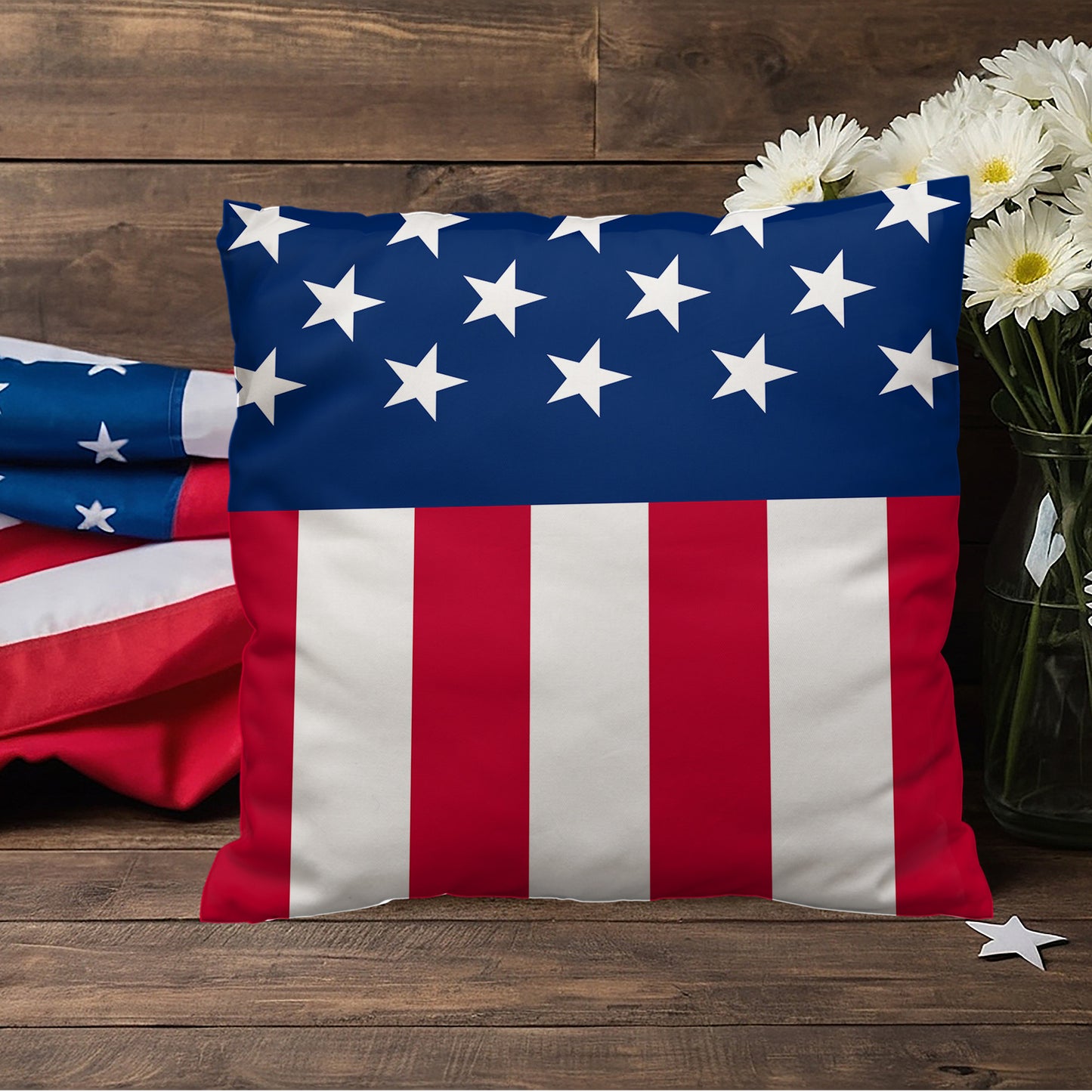 American Flag Patriotic Home Decor Indoor-Outdoor Polyester Printed Pillow