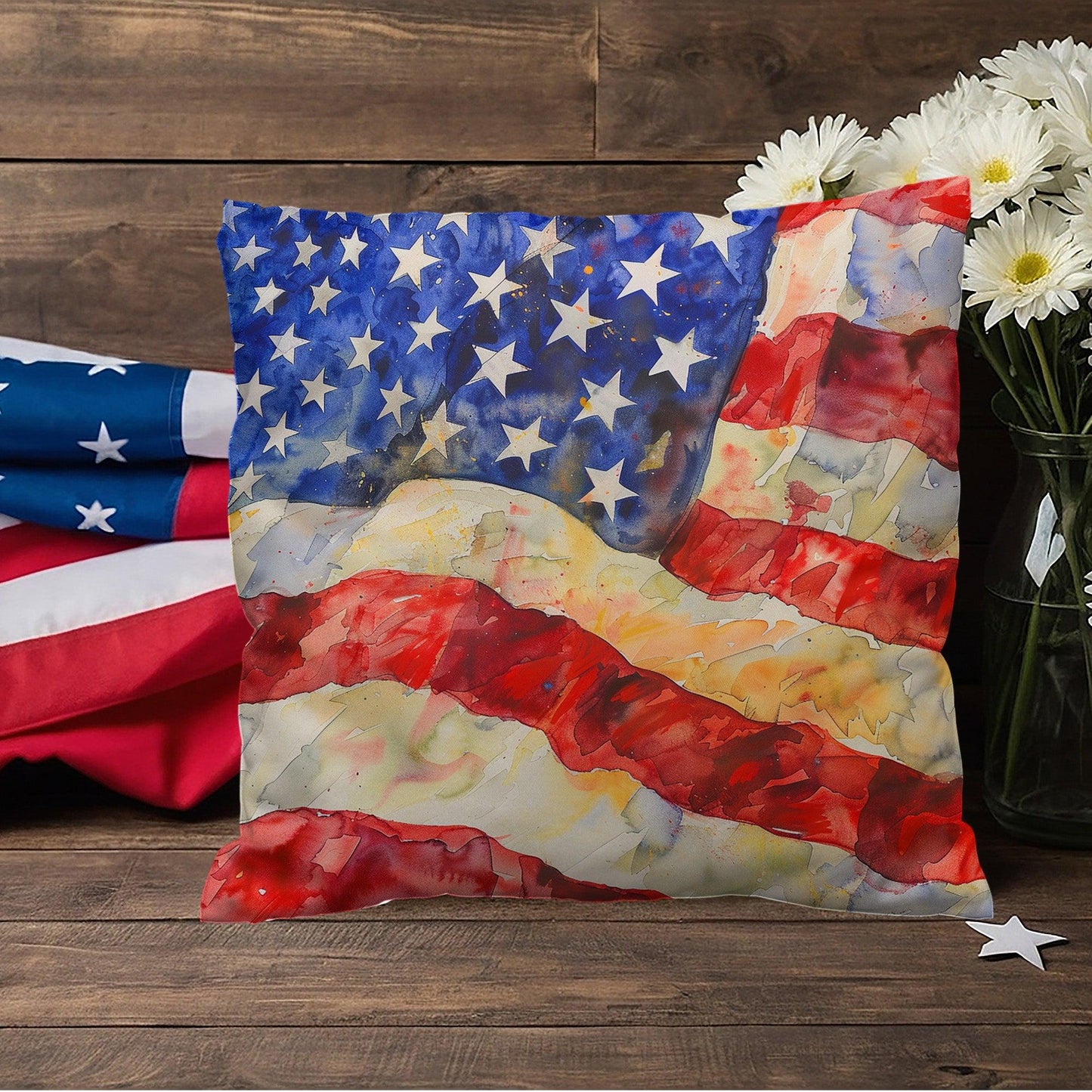 Old Glory American Flag Patriotic Indoor-Outdoor Home Decor Pillow