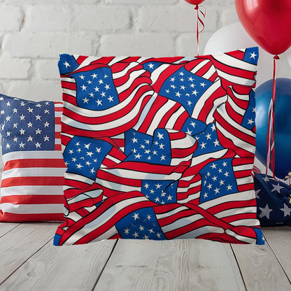 Patriotic American Flags Indoor-Outdoor Printed Pillow