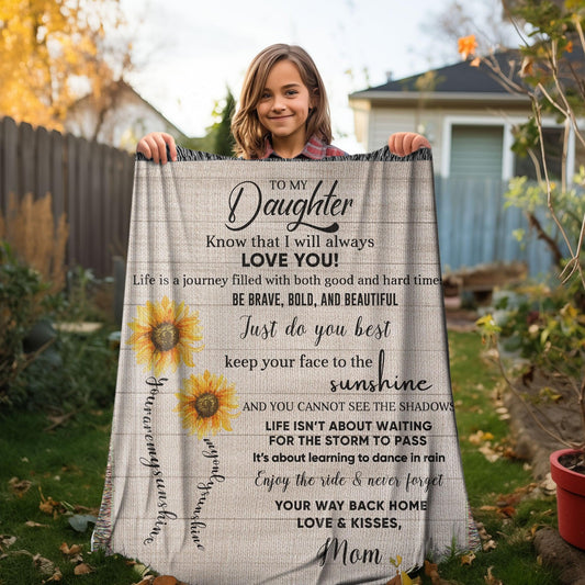 Keepsake Daughter Gift - Know that I Will Always Love You - Heirloom Woven Cotton Blanket - Mallard Moon Gift Shop