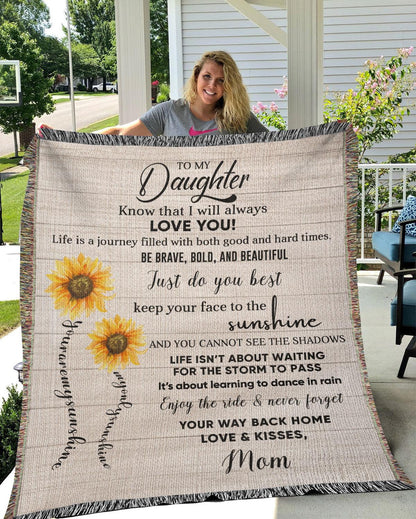 Keepsake Daughter Gift - Know that I Will Always Love You - Heirloom Woven Cotton Blanket - Mallard Moon Gift Shop