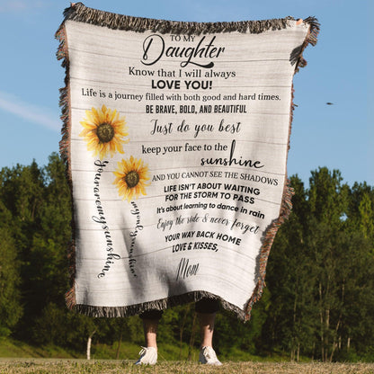 Keepsake Daughter Gift - Know that I Will Always Love You - Heirloom Woven Cotton Blanket - Mallard Moon Gift Shop