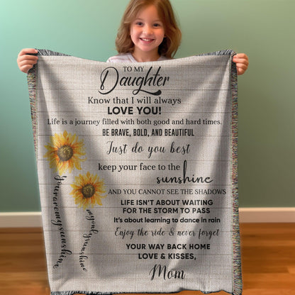 Keepsake Daughter Gift - Know that I Will Always Love You - Heirloom Woven Cotton Blanket - Mallard Moon Gift Shop