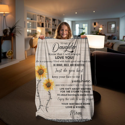 Keepsake Daughter Gift - Know that I Will Always Love You - Heirloom Woven Cotton Blanket - Mallard Moon Gift Shop