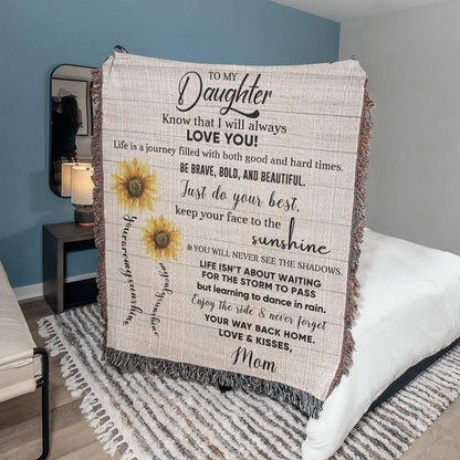 Keepsake Daughter Gift - Know that I Will Always Love You - Heirloom Woven Cotton Blanket - Mallard Moon Gift Shop