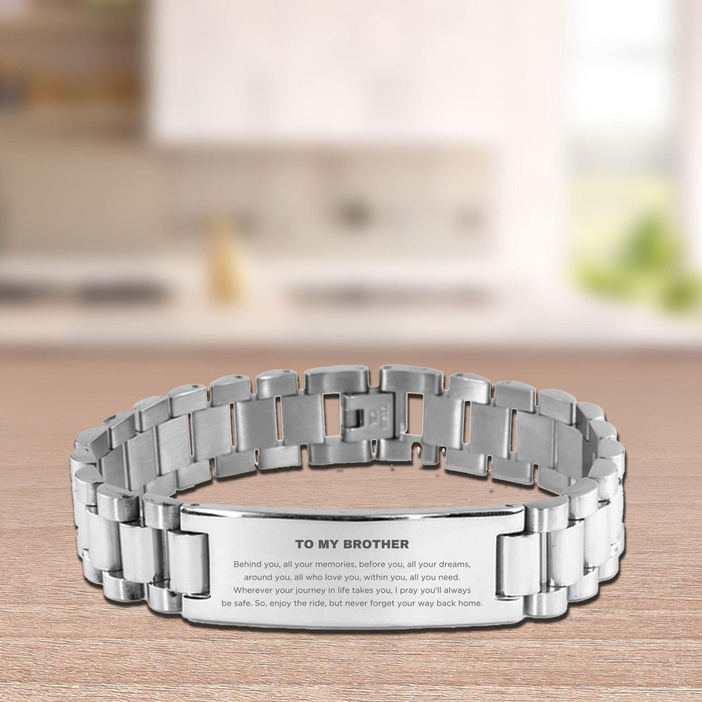 To My Brother Gifts, Inspirational Brother Ladder Stainless Steel Bracelet, Sentimental Birthday Christmas Unique Gifts For Brother Behind you, all your memories, before you, all your dreams, around you, all who love you, within you, all you need - Mallard Moon Gift Shop