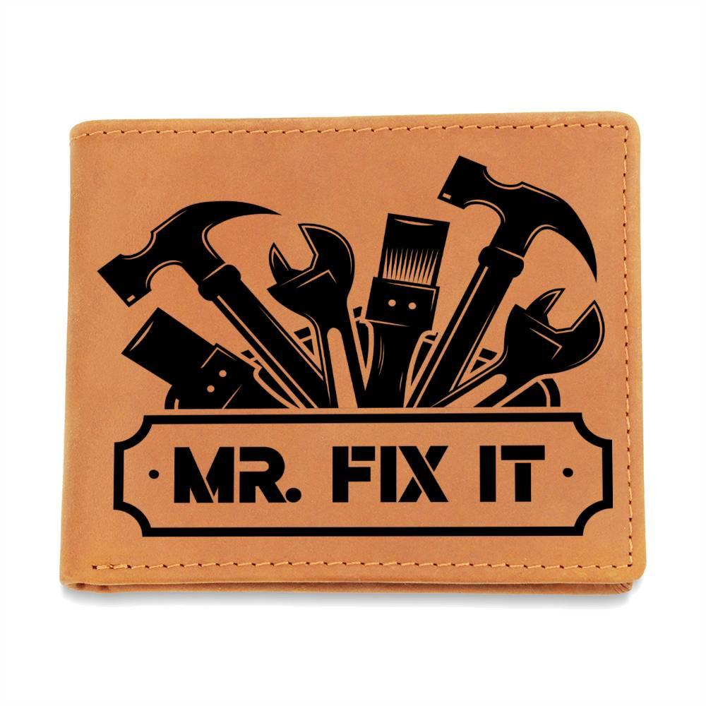 Leather Wallet - Mr. Fixit - Gift for Dad Husband Grandfather DIY Guy - Mallard Moon Gift Shop