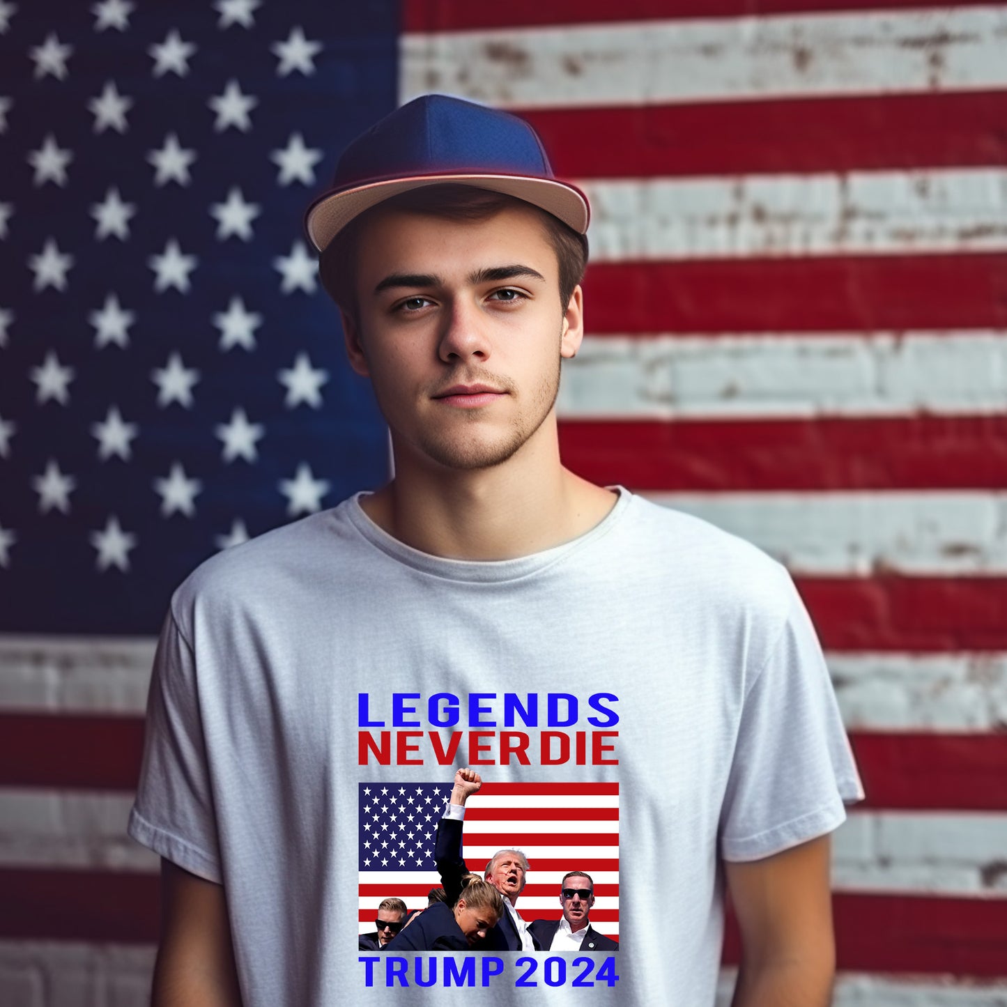 Patriotic MAGA Tee Shirt Legends Never Die Trump 2024 Butler Rally