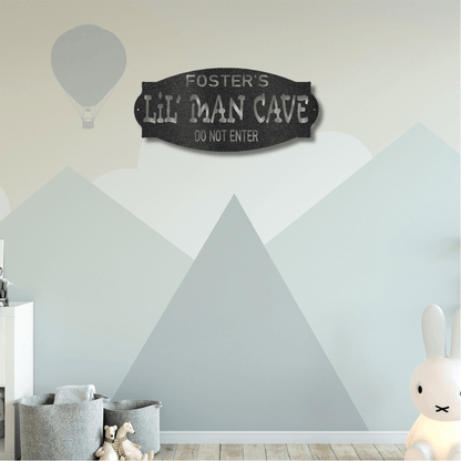 Lil Man Cave Personalized Name Indoor Outdoor Steel Wall Sign Metal Art Boy Room Decoration - Mallard Moon Gift Shop