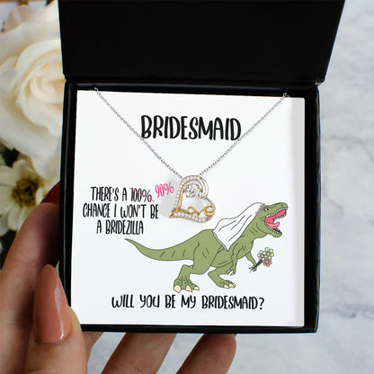 Bridesmaid Wedding Party Proposal Invitation Love Heart Necklace Gift from Bridezilla, Bridesmaid Gifts