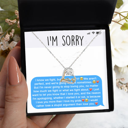 Apology Gift for Girlfriend, Wife, Soulmate - Sorry, Stupid Argument - Love Dancing Heart Pendant Necklace