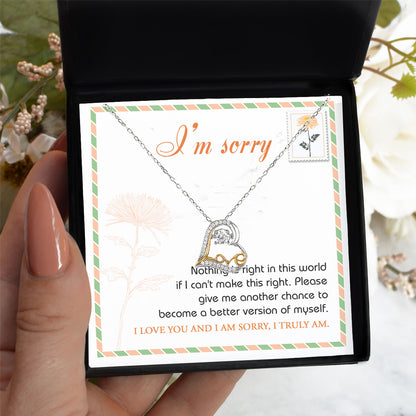 Apology Gift for Girlfriend, Wife, Soulmate - Sorry, Another Chance - Love Heart Pendant Necklace