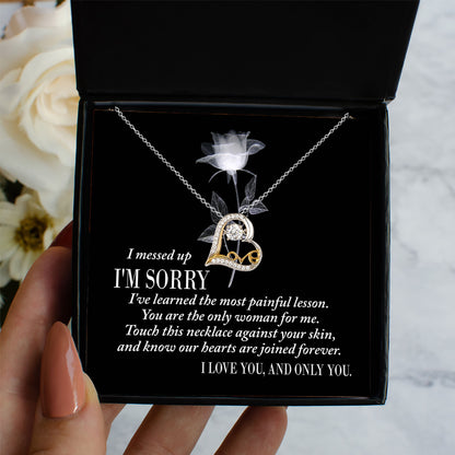 Apology Gift for Girlfriend, Wife, Soulmate - Sorry, Painful Lesson - Love Dancing Heart Pendant Necklace