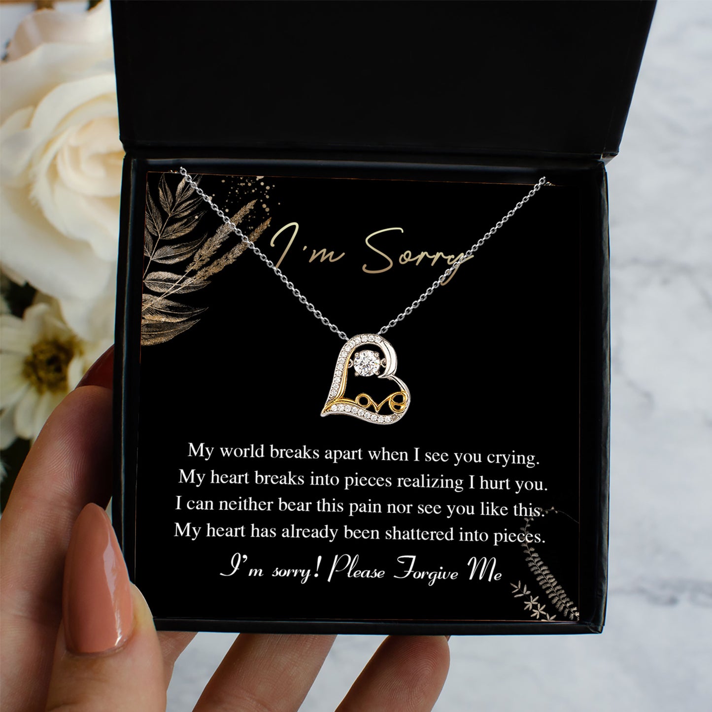 Apology Gift for Girlfriend, Wife, Soulmate - Sorry, See You Crying - Love Dancing Heart Pendant Necklace