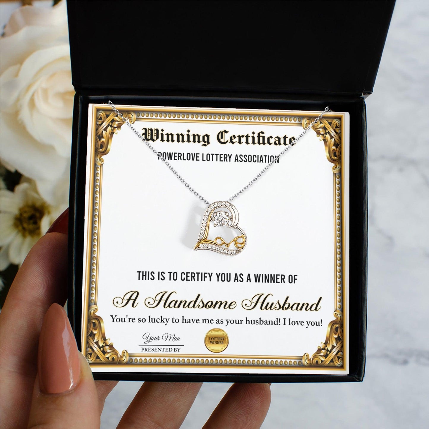 Wife Wedding Day, Anniversary, Birthday Gift - Winning Certificate - Love Dancing Heart Pendant Necklace