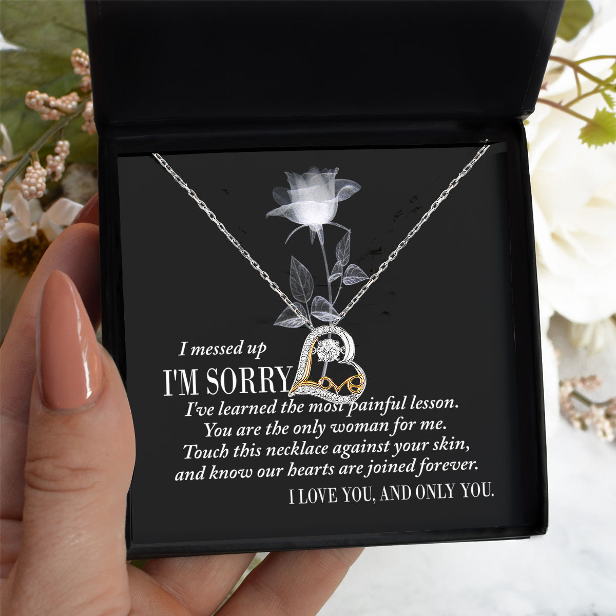 Apology Gift for Girlfriend, Wife, Soulmate - Sorry, Painful Lesson - Love Dancing Heart Pendant Necklace