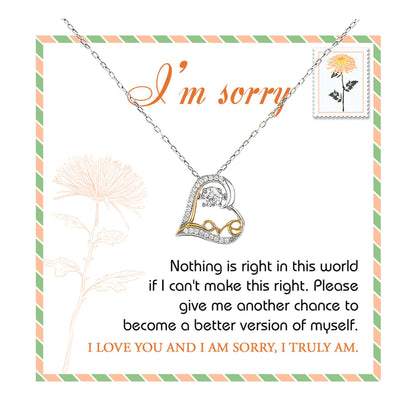 Apology Gift for Girlfriend, Wife, Soulmate - Sorry, Another Chance - Love Heart Pendant Necklace