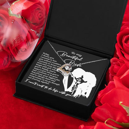 To My Beautiful Bride - I Choose You Love Dancing Heart Pendant Necklace Wedding Day Gift from Groom