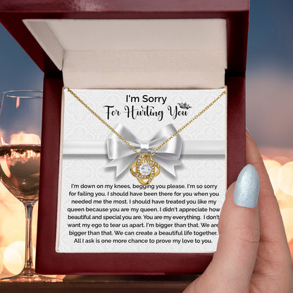 Apology Gift for Girlfriend, Wife, Soulmate - Sorry, My Queen - Love Knot Pendant Necklace