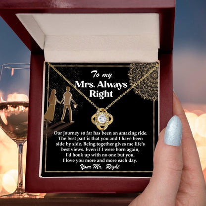 Wife Gift Always Right Love Knot Pendant Necklace